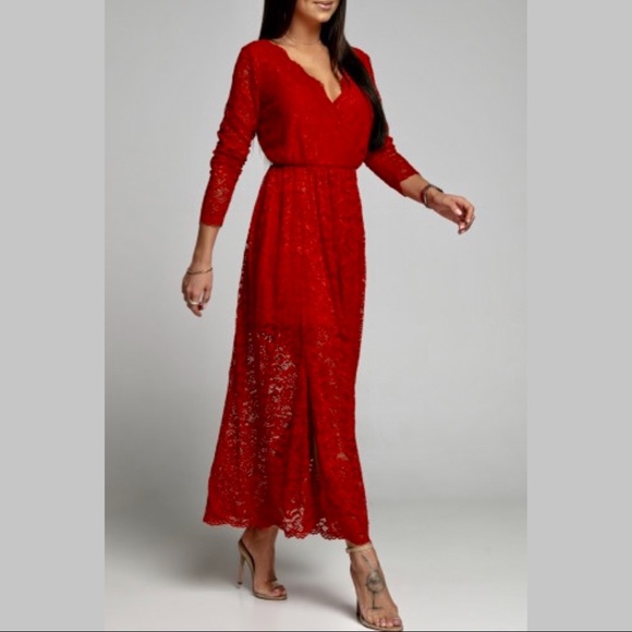 Dresses & Skirts - Red Lace Dress
